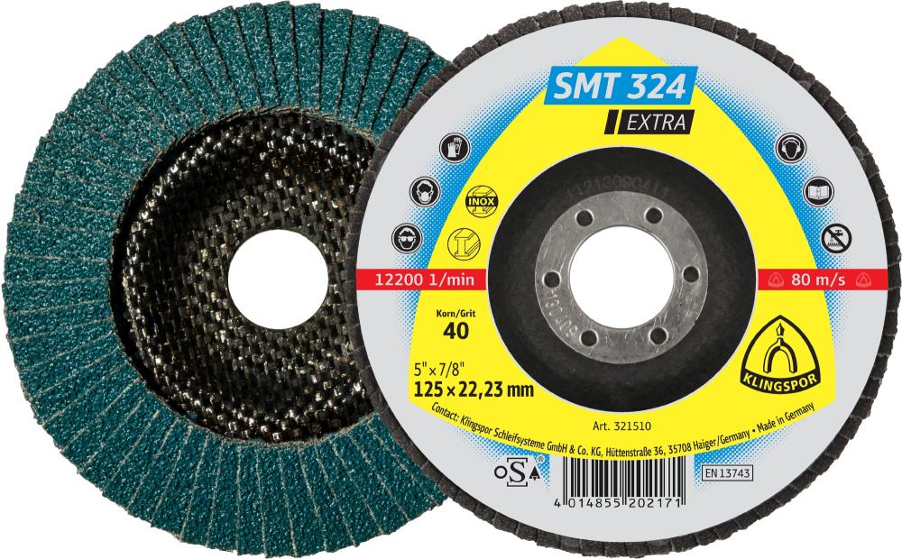 SMT 324 abrasive mop discs, 5 x 7/8 Inch grain 80 flat