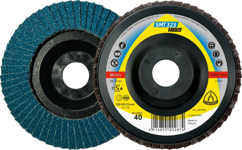 SMT 325 abrasive mop discs, 5 x 7/8 Inch grain 80 convex