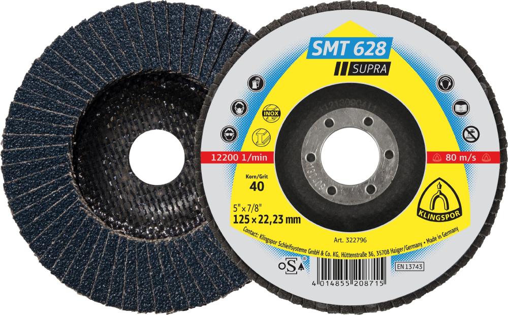 SMT 628 abrasive mop discs, 7 x 7/8 Inch grain 120 flat