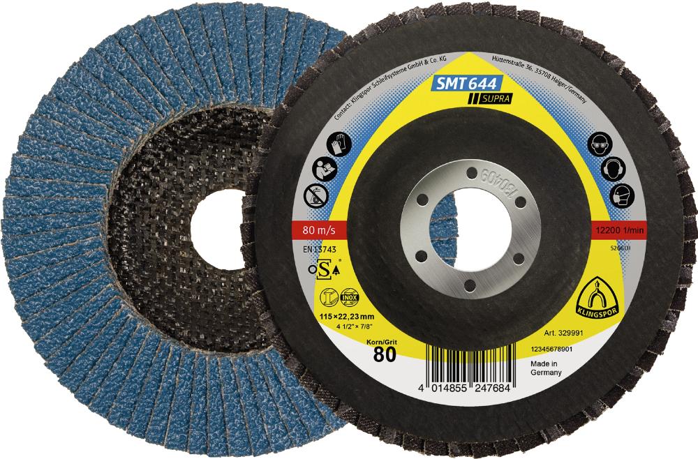 SMT 644 abrasive mop discs, 5 x 7/8 Inch grain 120 convex