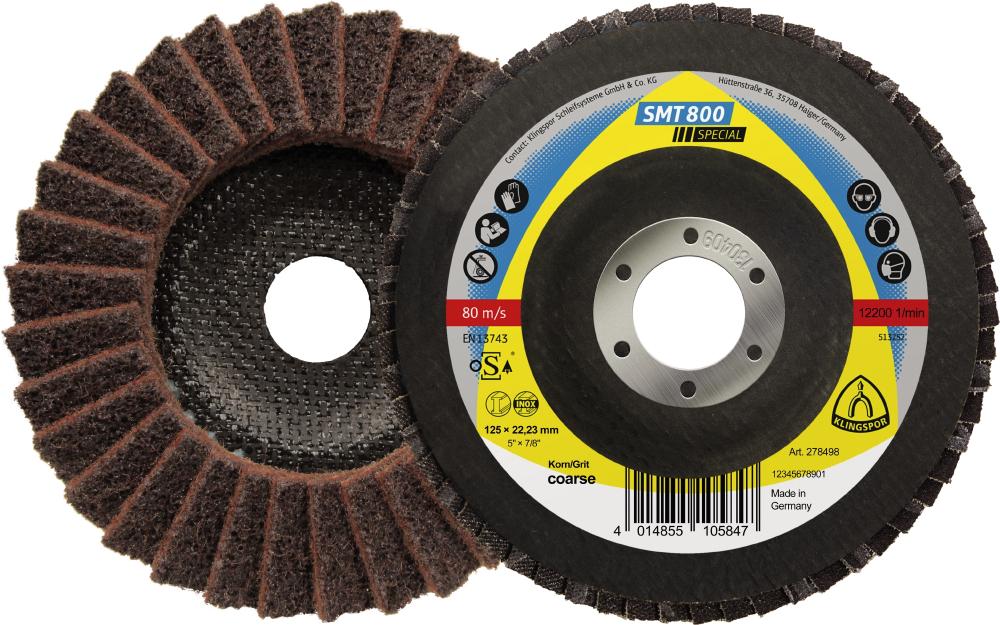 SMT 800 non-woven mop disc, 5 x 7/8 Inch very fine aluminium oxide convex