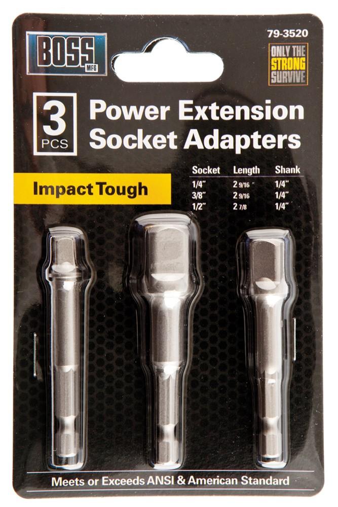 3 Pack 1/4&#34; Hex/Allan Shank Socket Adaptor Set