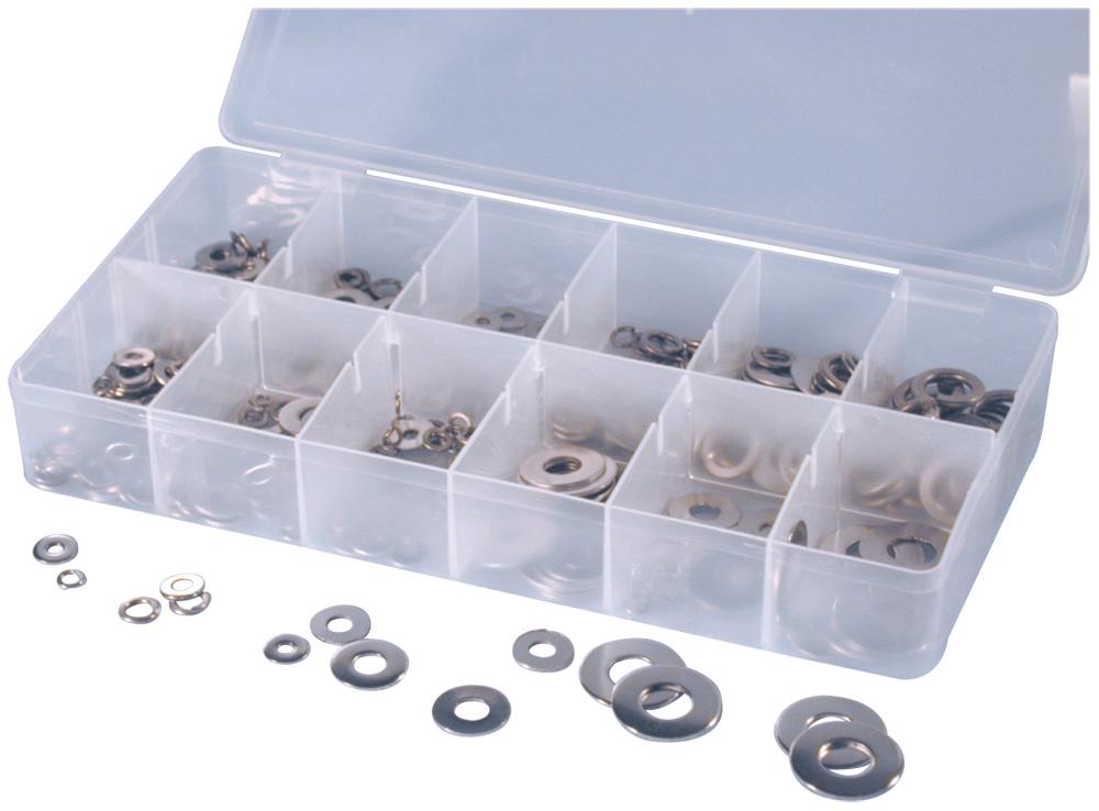 350 PC STAINLESS LOCK/FLAT WASHET ASSORTMENT