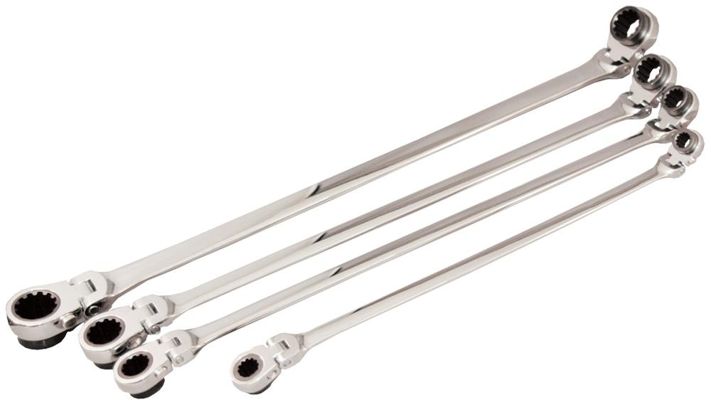 XL REVERSIBLE DOUBLE BOX RATCHETING WRENCH WITH FLEX HEAD, UNIVERSAL SPLINE, 11/16&#34; X 3/4&#34;