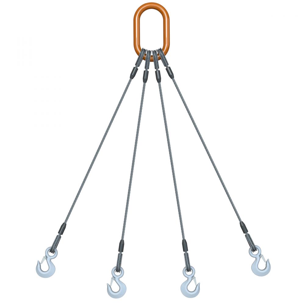 WIRE ROPE SLING 4 LEG/HOOK 5/16&#34; X3&#39;