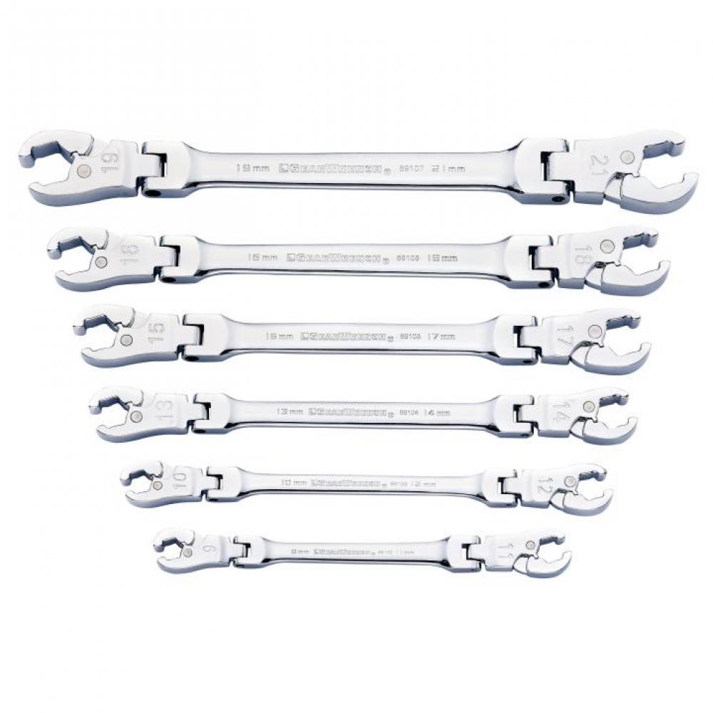 6 Pc. Metric Flex Flare Nut Ratcheting Wrench Set