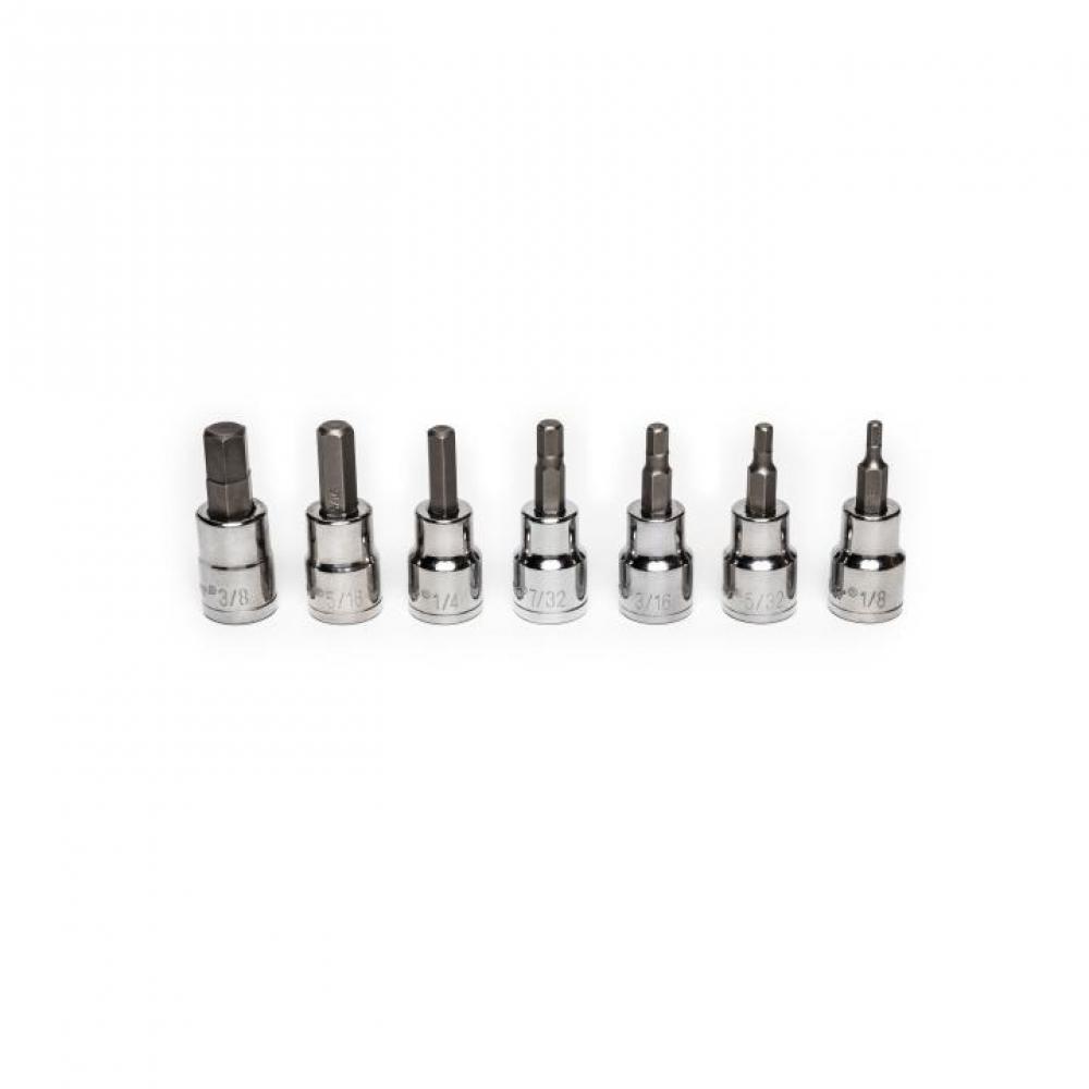 7 PC,HEX BIT SOCKET SET,SAE,3/8&#34; DRIVE