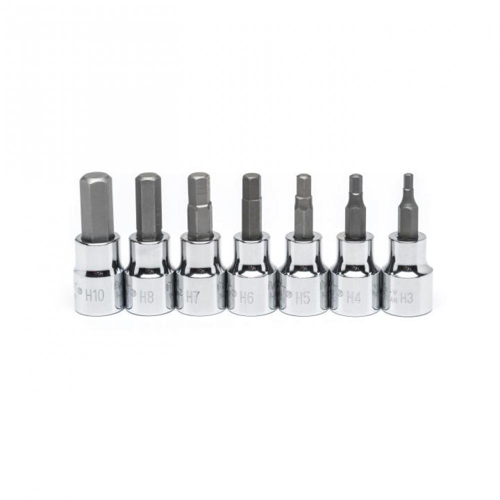 7 PC,HEX BIT SOCKET SET,MM,3/8&#34; DRIVE