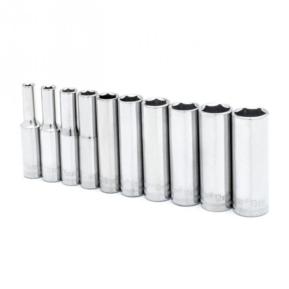 SOCKET SET,10PC,1/4&#34; DRIVE,6PT,DEEP,MM