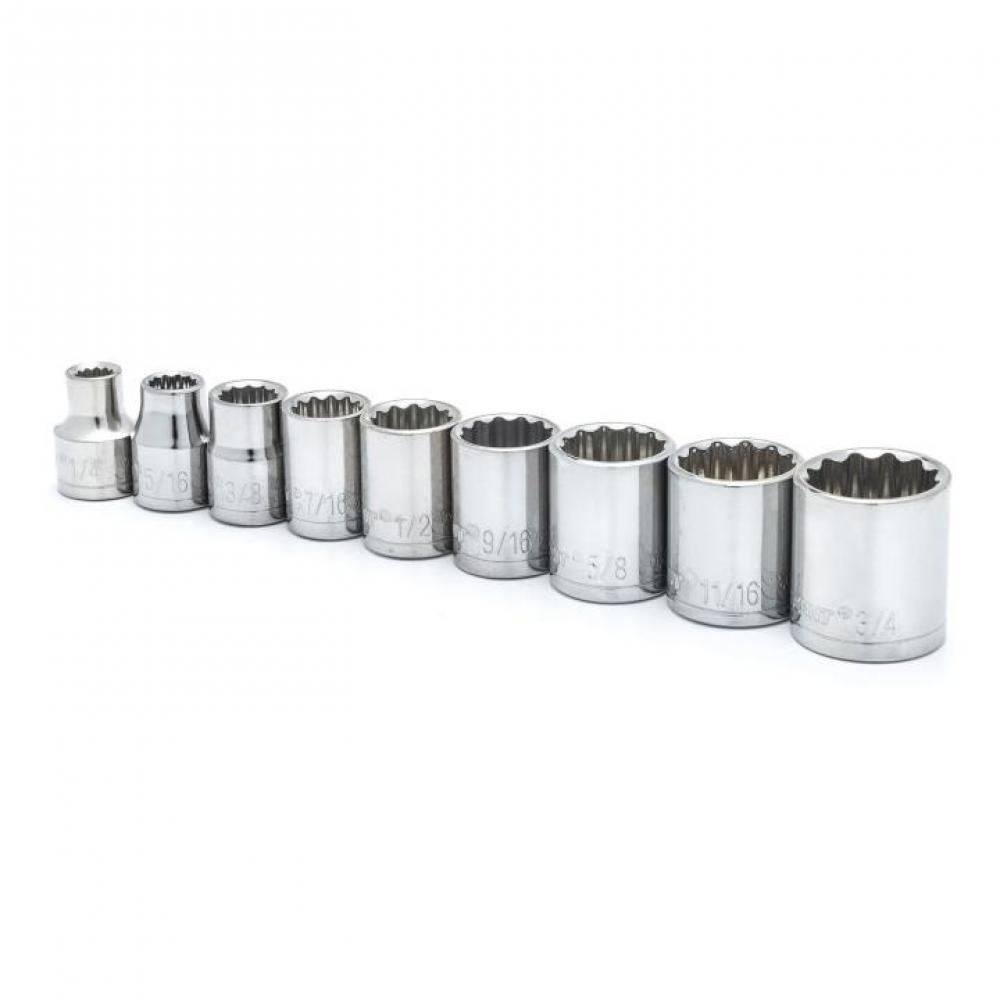 SOCKET SET,9PC,3/8&#34; DRIVE,12PT,SAE