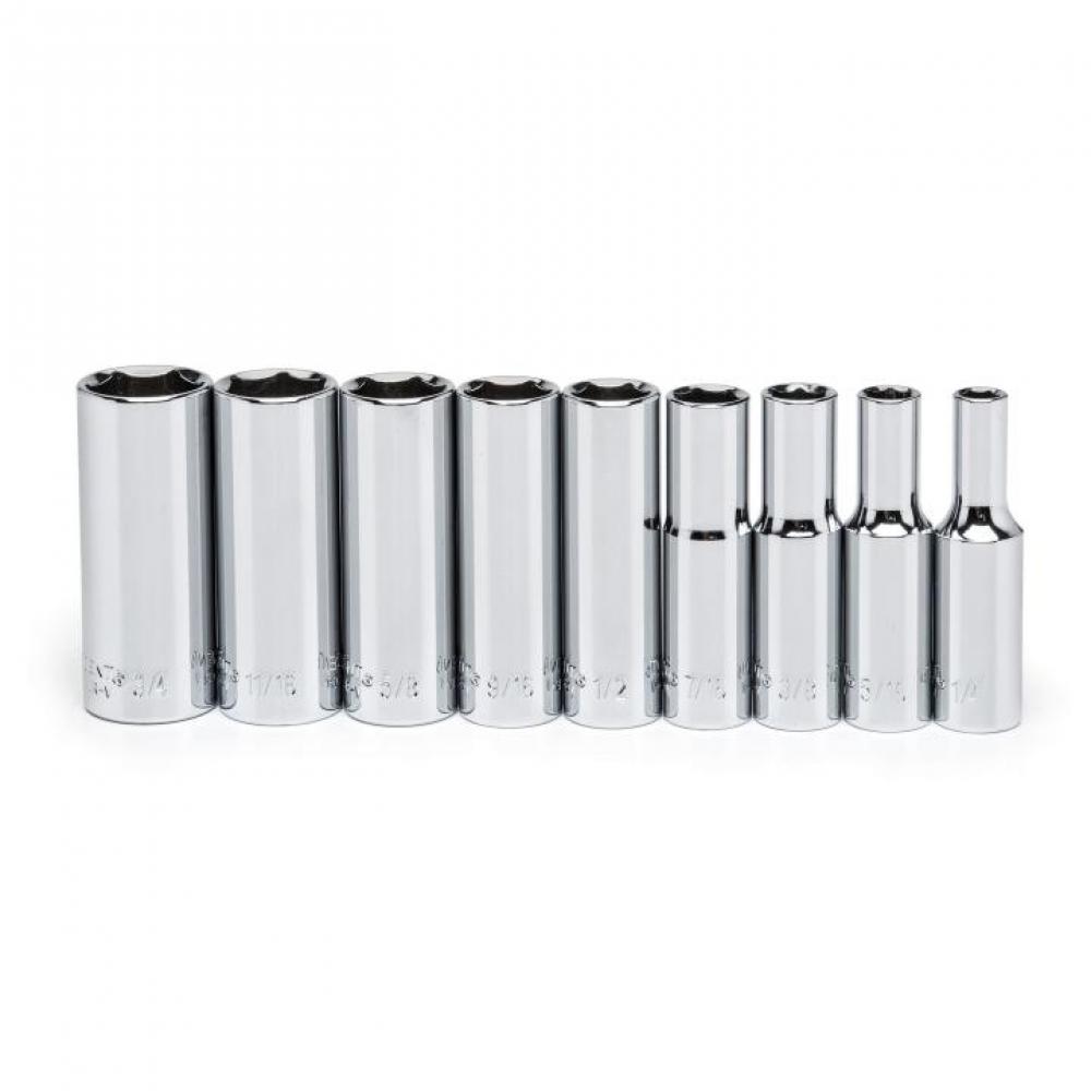 SOCKET SET,9PC,3/8&#34; DRIVE,6PT,DEEP,SAE