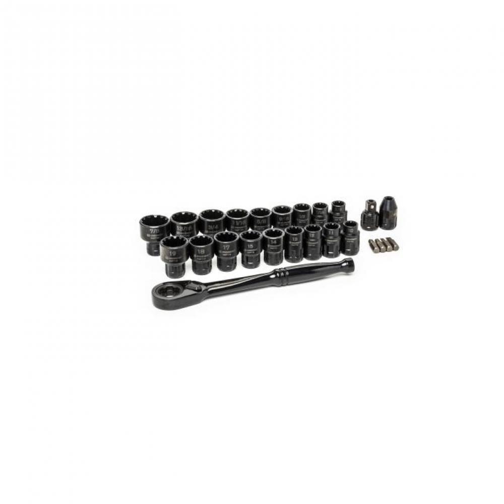 RATCHET AND SOCKET SET,25PC,SAE,MM