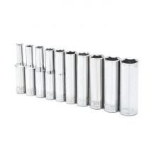 Crescent CSAS10N - SOCKET SET,10PC,1/4" DRIVE,6PT,DEEP,SAE