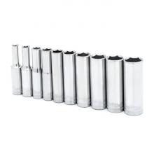 Crescent CSAS11N - SOCKET SET,10PC,1/4" DRIVE,6PT,DEEP,MM