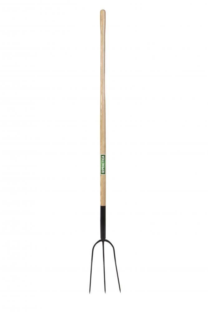 Hay fork, 3 tines/12&#34;, 54&#34; wood handle, lh, Practica