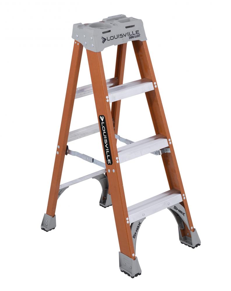 4&#39; Fiberglass Step Ladder, Type IA, 300 lb Load Capacity