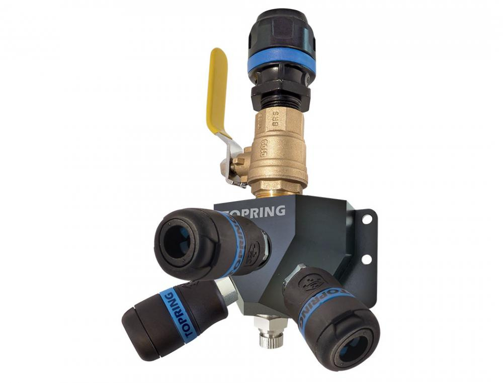 Aluminum Wall Manifold With 3 1/4 Industrial Quick Couplers for 16 mm S08
