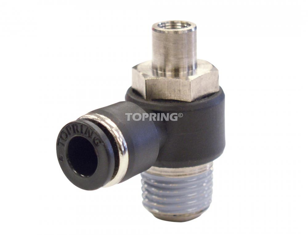 3/8 in. Push-to-Connect to 3/8 (M) NPT Flow Control Valve Elbow Adapter