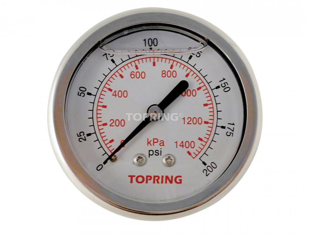 Liq. Gauge 2-1/2&#34; - 1/4NPT CBM 0-200 SS/Brass