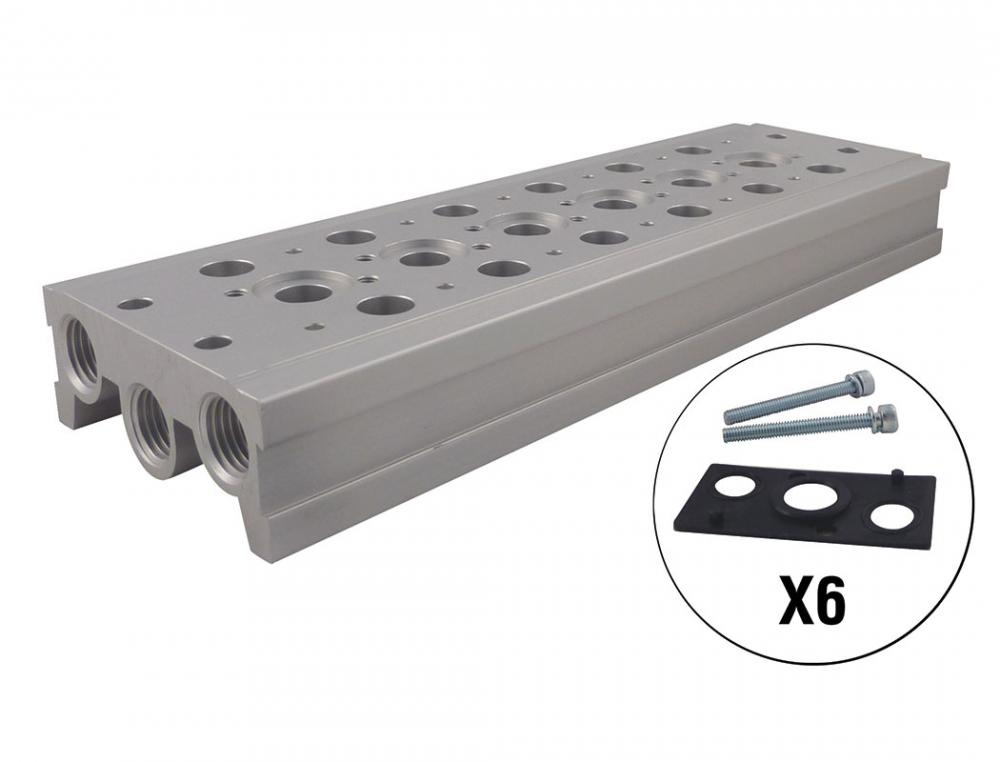 6 Station Manifold Base 3/8 (F) NPT