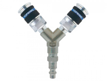 Topring 20.700C - 2-Way Brass Air Splitter With 1/4 Industrial Quick Couplers