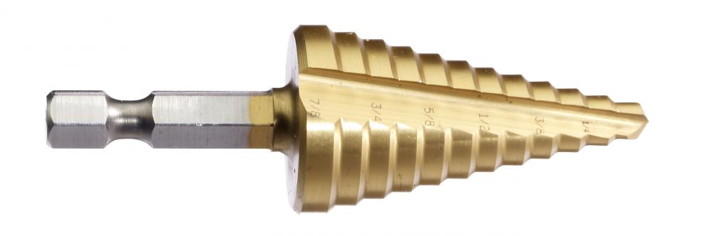 Hex Shank Step Drill - 3/16-7/8&#34; (12 step)- Impact Ready