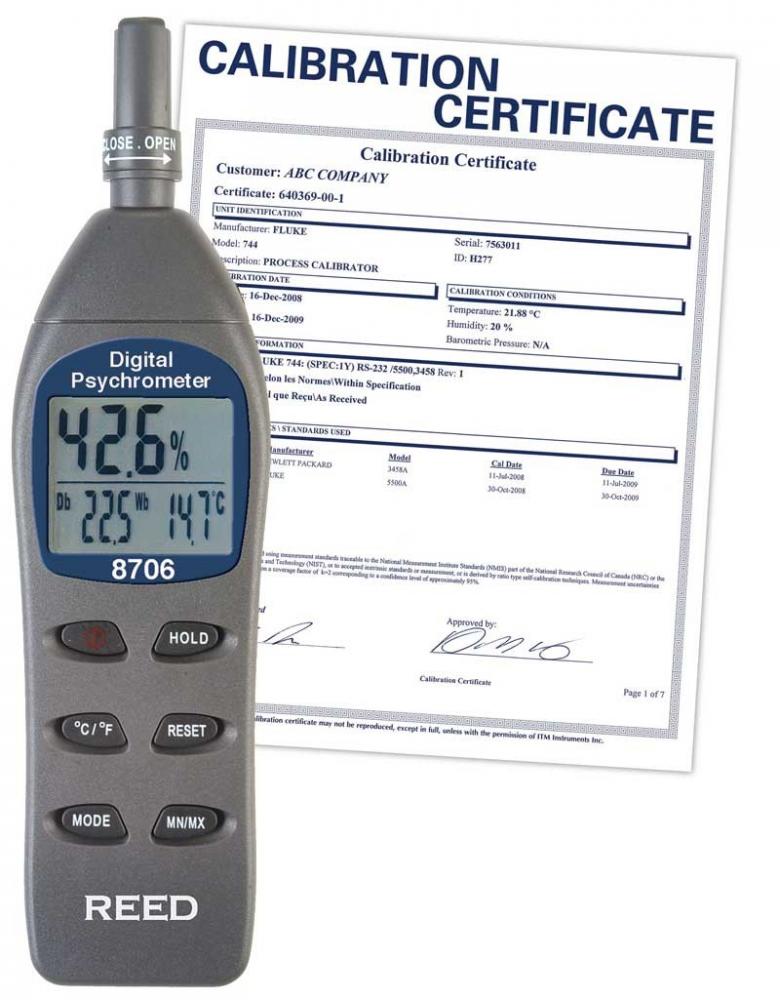 REED 8706 Digital Psychrometer / Thermo-Hygrometer, Wet Bulb, Dew Point, Temperature, Humidity,
