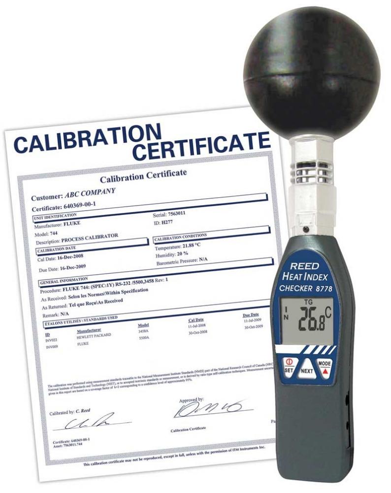 REED 8778-NIST Heat Stress WBGT Meter