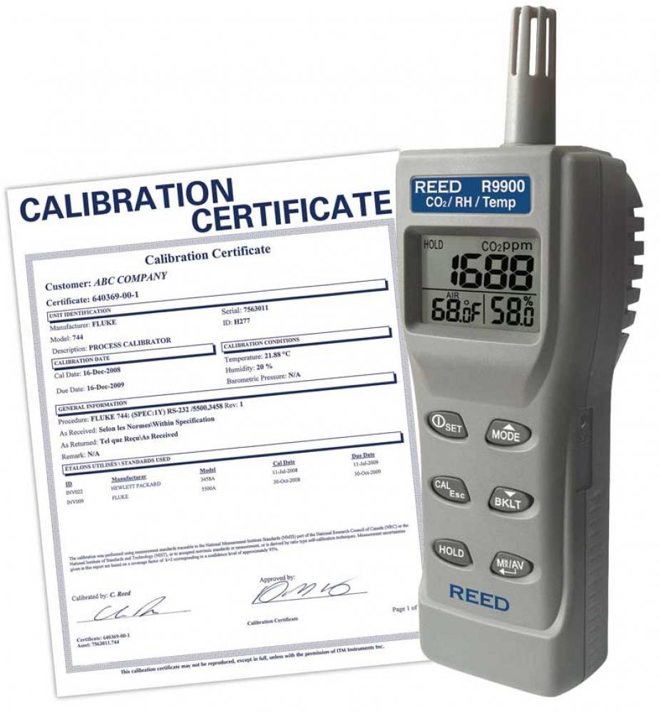 REED R9900-NIST Indoor Air Quality CO2 Meter, includes NIST Traceable Certification