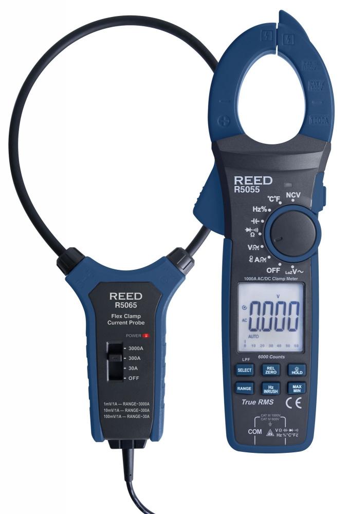 REED R5055-KIT True RMS AC/DC Clamp Meter with Flexible Current Probe Kit
