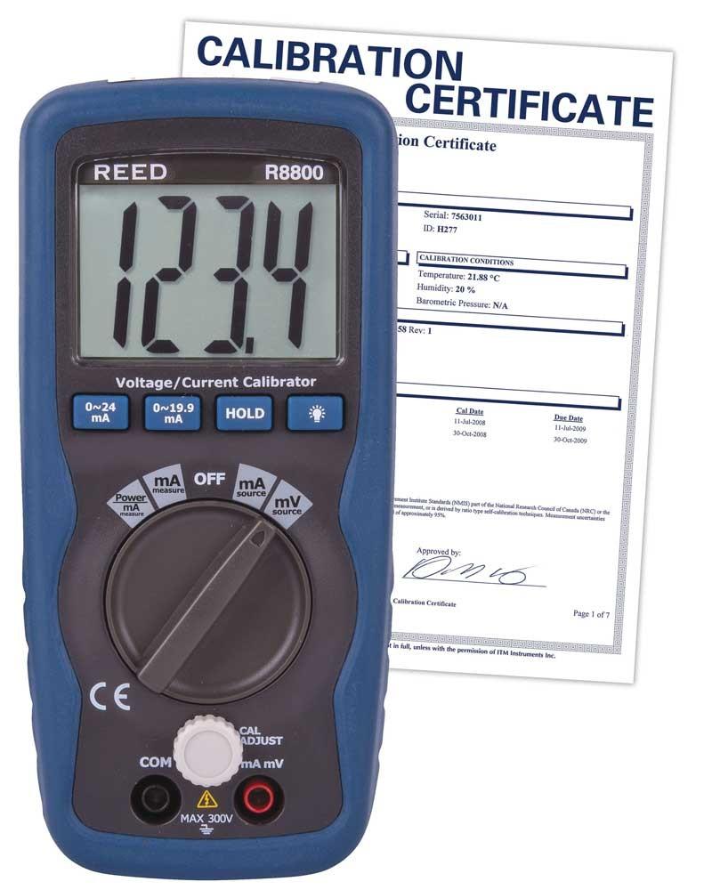 REED R8800-NIST Voltage/Current Calibrator, 199.99mV/19.99mA, includes NIST Traceable Certifica