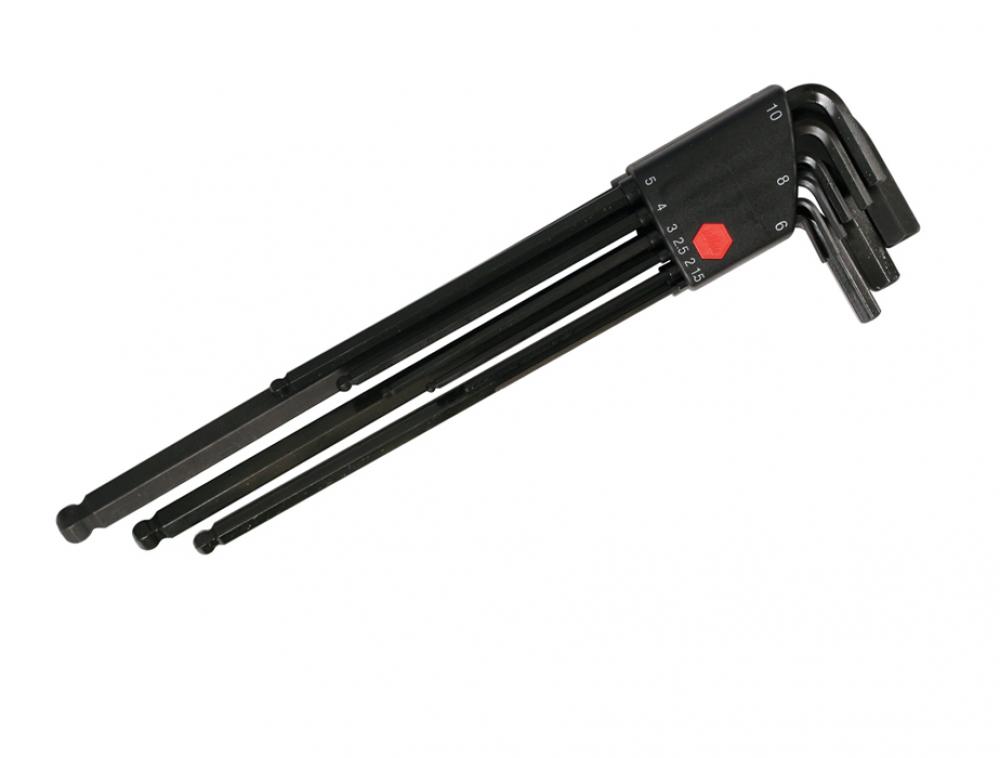 Ball End Hex Long Arm L-Key Black Metric 9 Piece Set