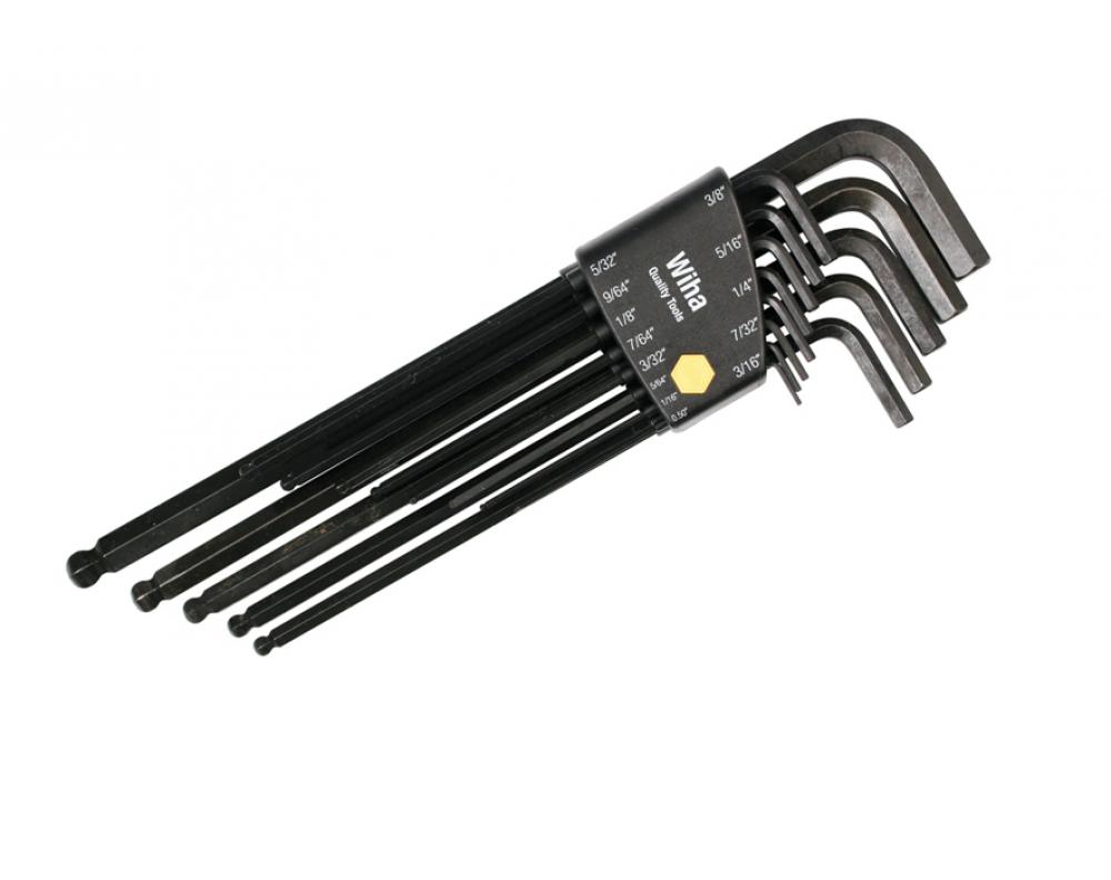 Ball End Hex Long Arm L-Key Black Inch 13 Piece Set