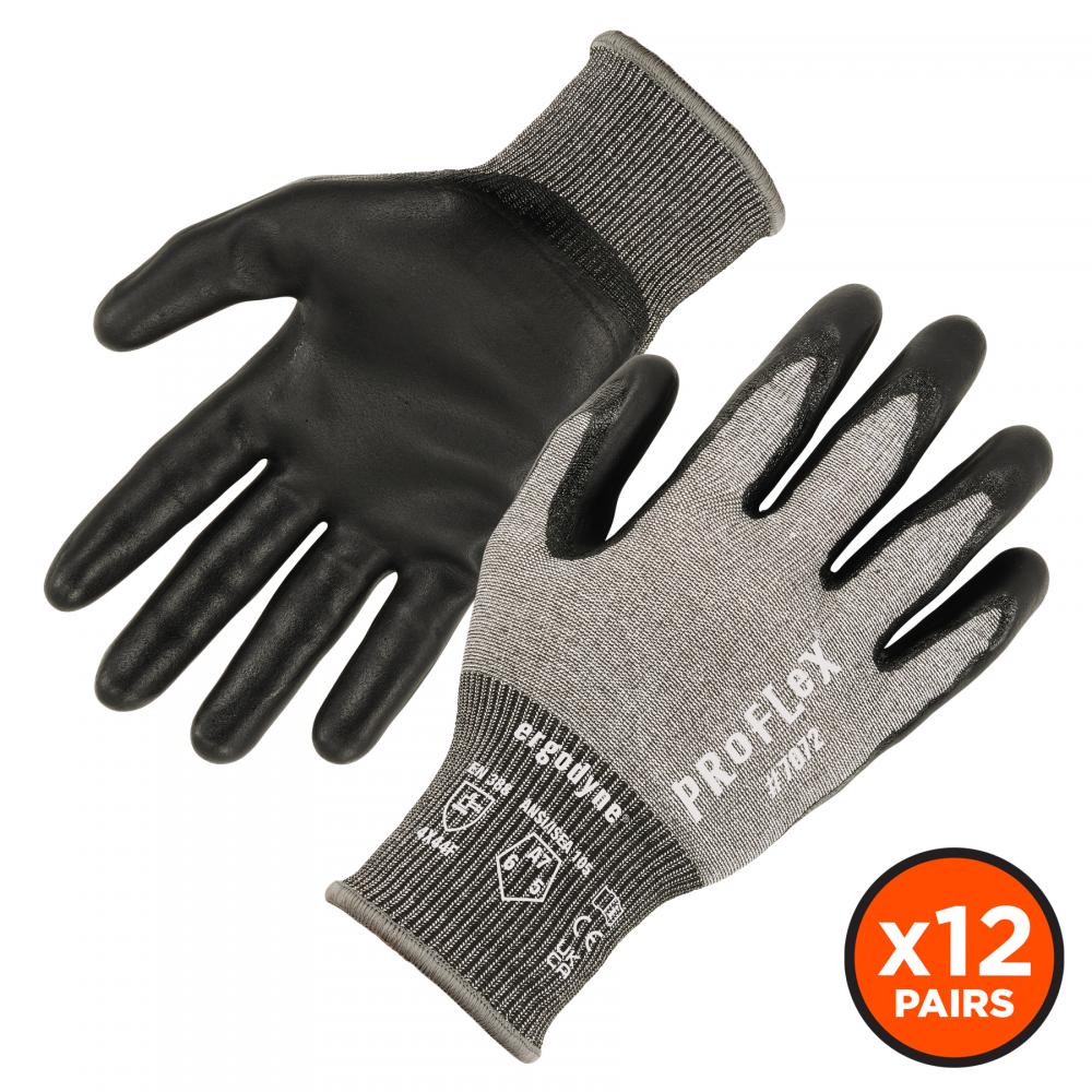 7072 12-pair 2XL Gray ANSI A7 Nitrile Coated CR Gloves