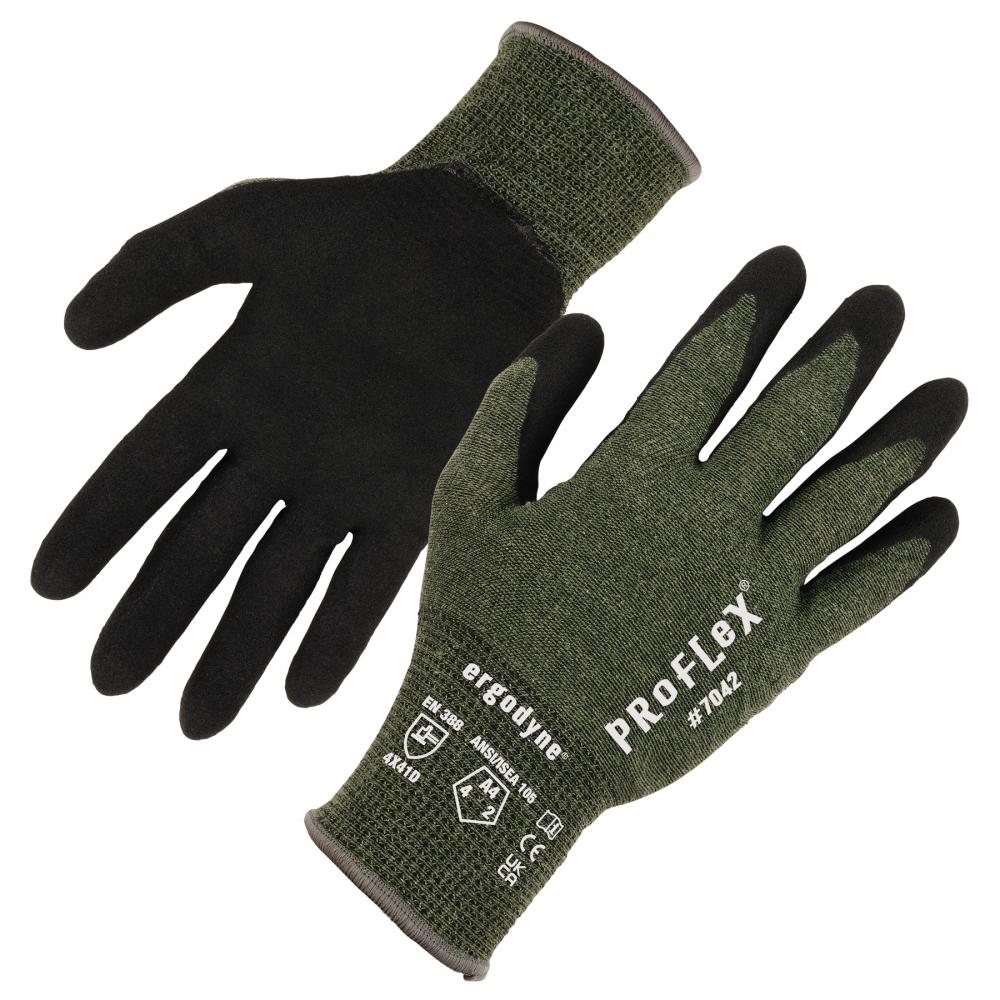 7042 1-pair 2XL Green ANSI A4 Nitrile Coated CR Gloves
