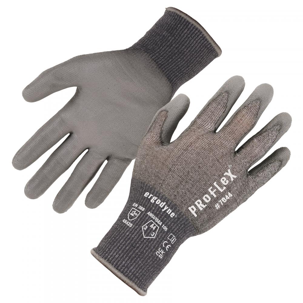 7044 1-pair S Gray ANSI A4 PU Coated CR Gloves