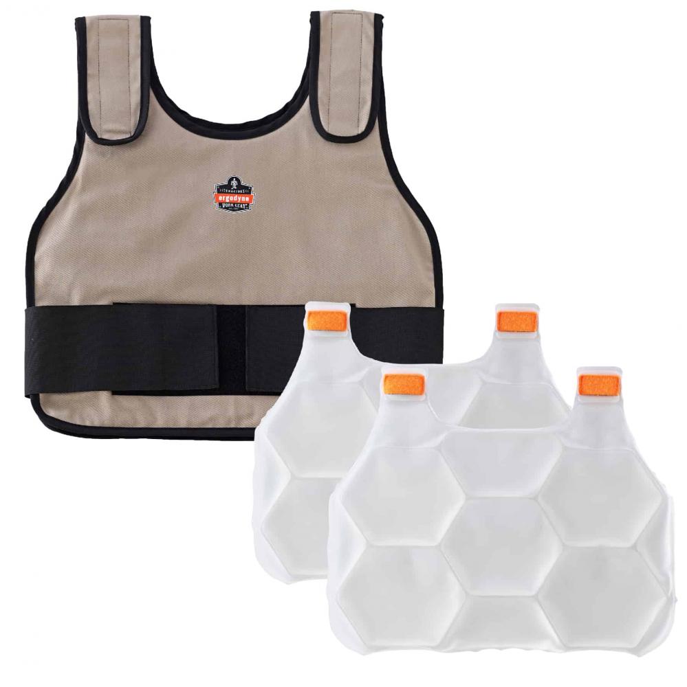 6230 L/XL Khaki Standard Phase Change Cooling Vest - Packs