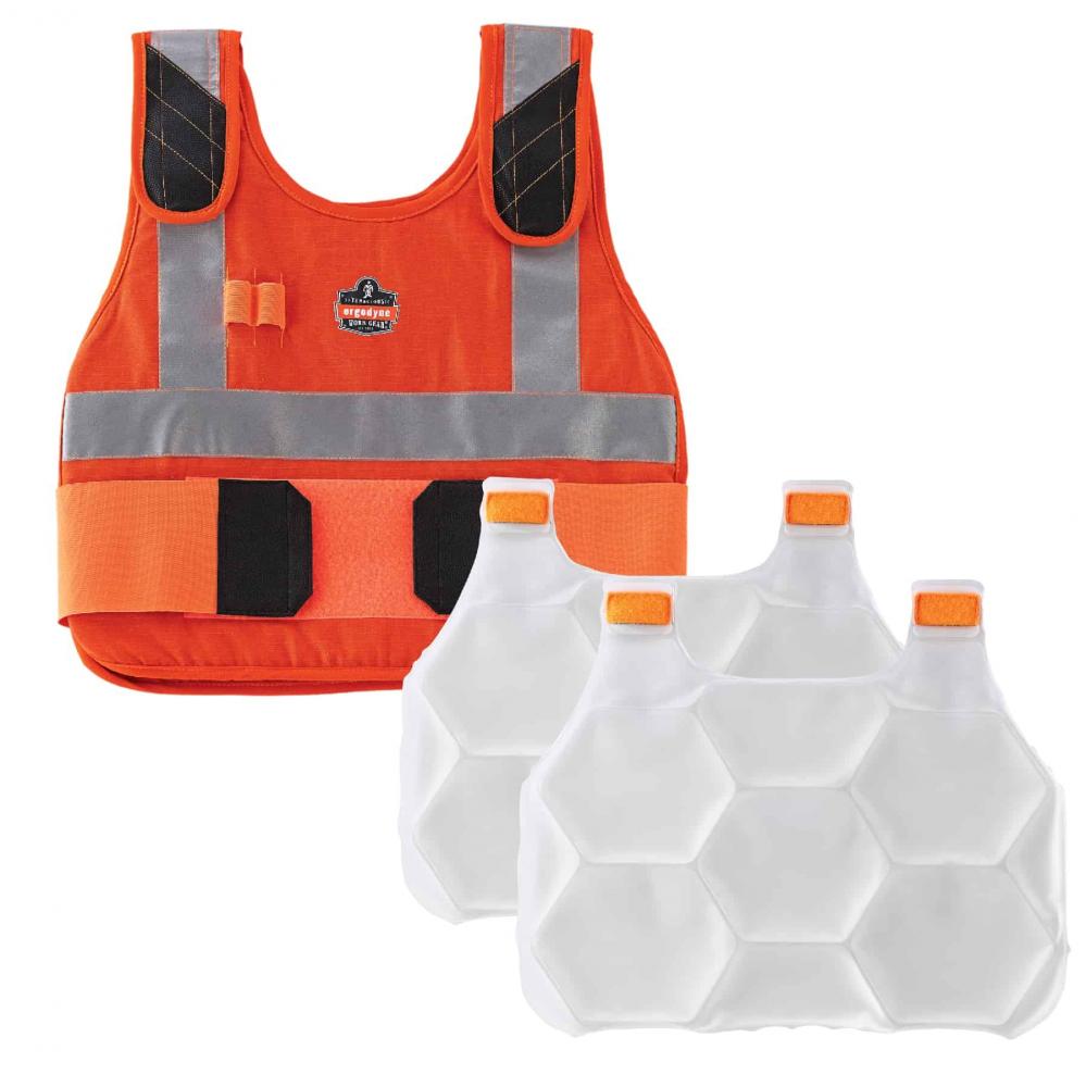 6215 S/M Orange Premium FR Phase Change Cooling Vest - Packs