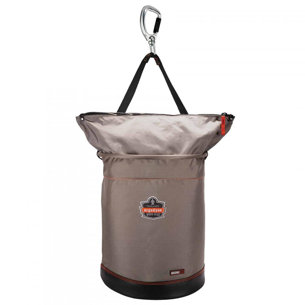 5976 XL Gray XL Hoist Bucket - Swiveling Carabiner - Zipper