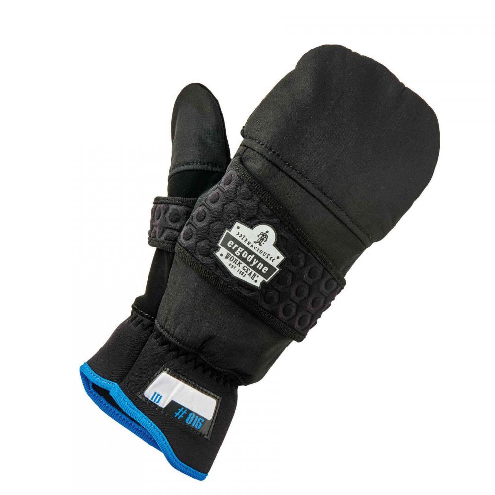816 2XL Black Thermal Flip-Top Gloves Mittens