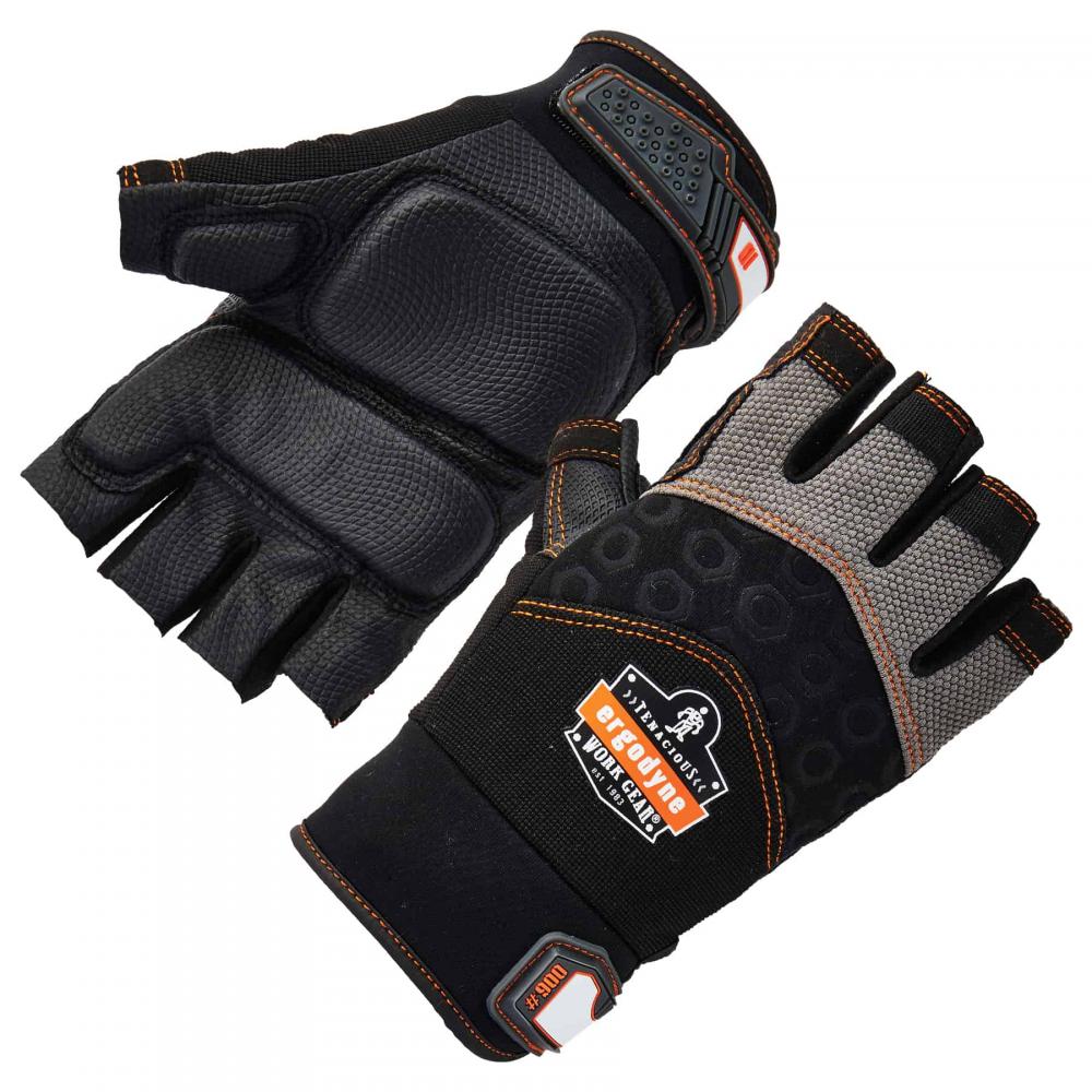 900 2XL Black Half-Finger Impact Gloves