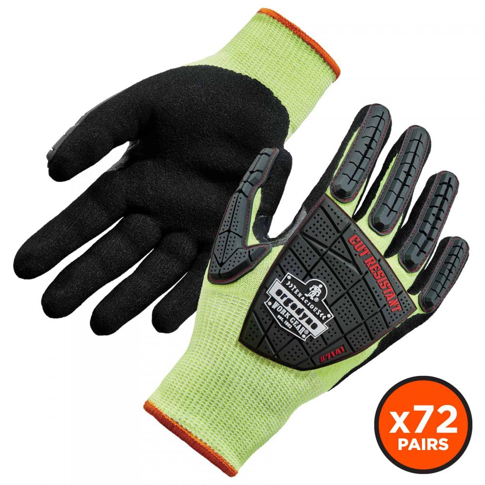 7141 72-pair 2XL Lime ANSI A4 DIR Nitrile-Coated CR Gloves