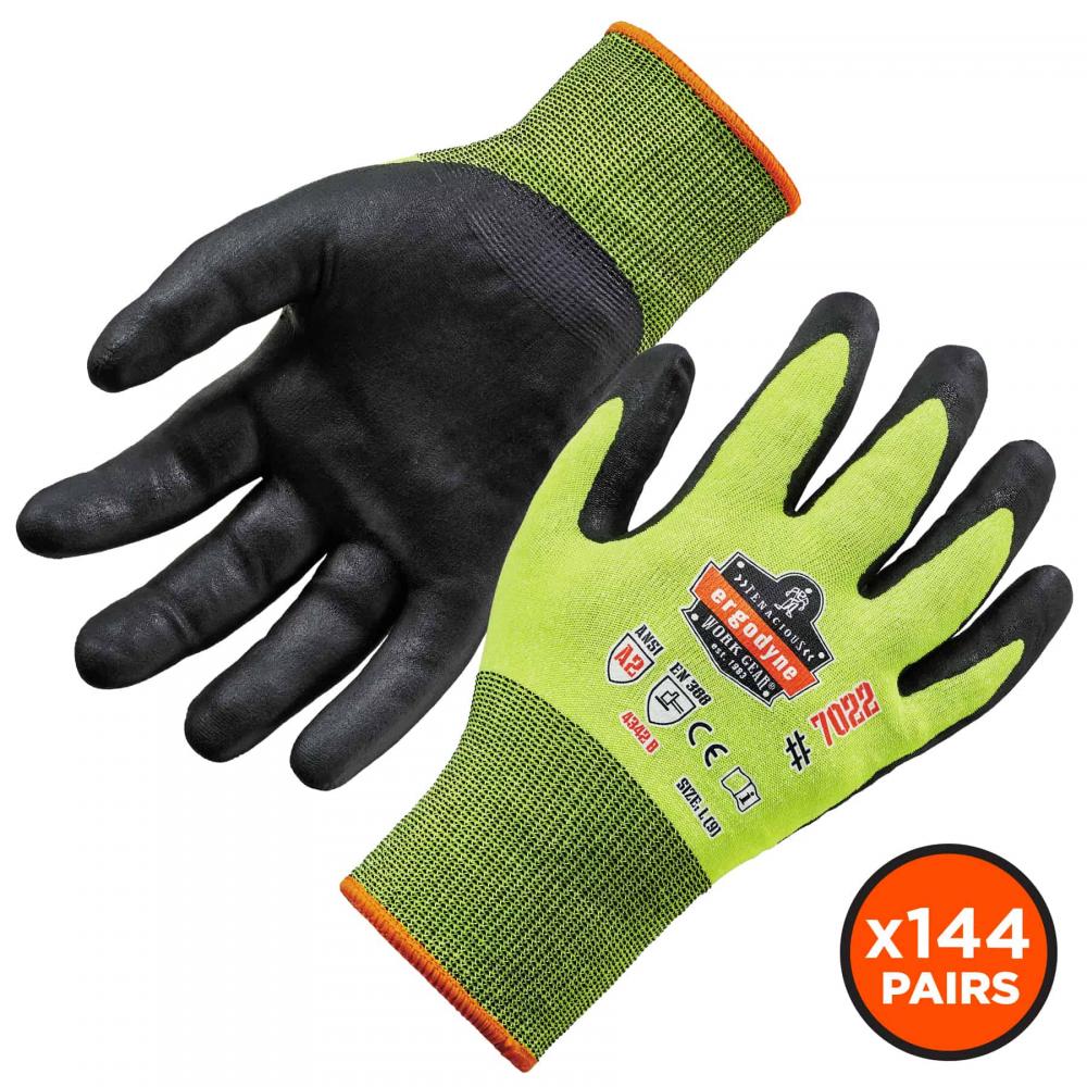 7022 144-pair 2XL Lime ANSI A2 Coated CR Gloves DSX