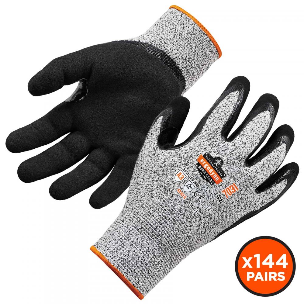 7031 144-pair S Gray ANSI A3 Nitrile-Coated CR Gloves