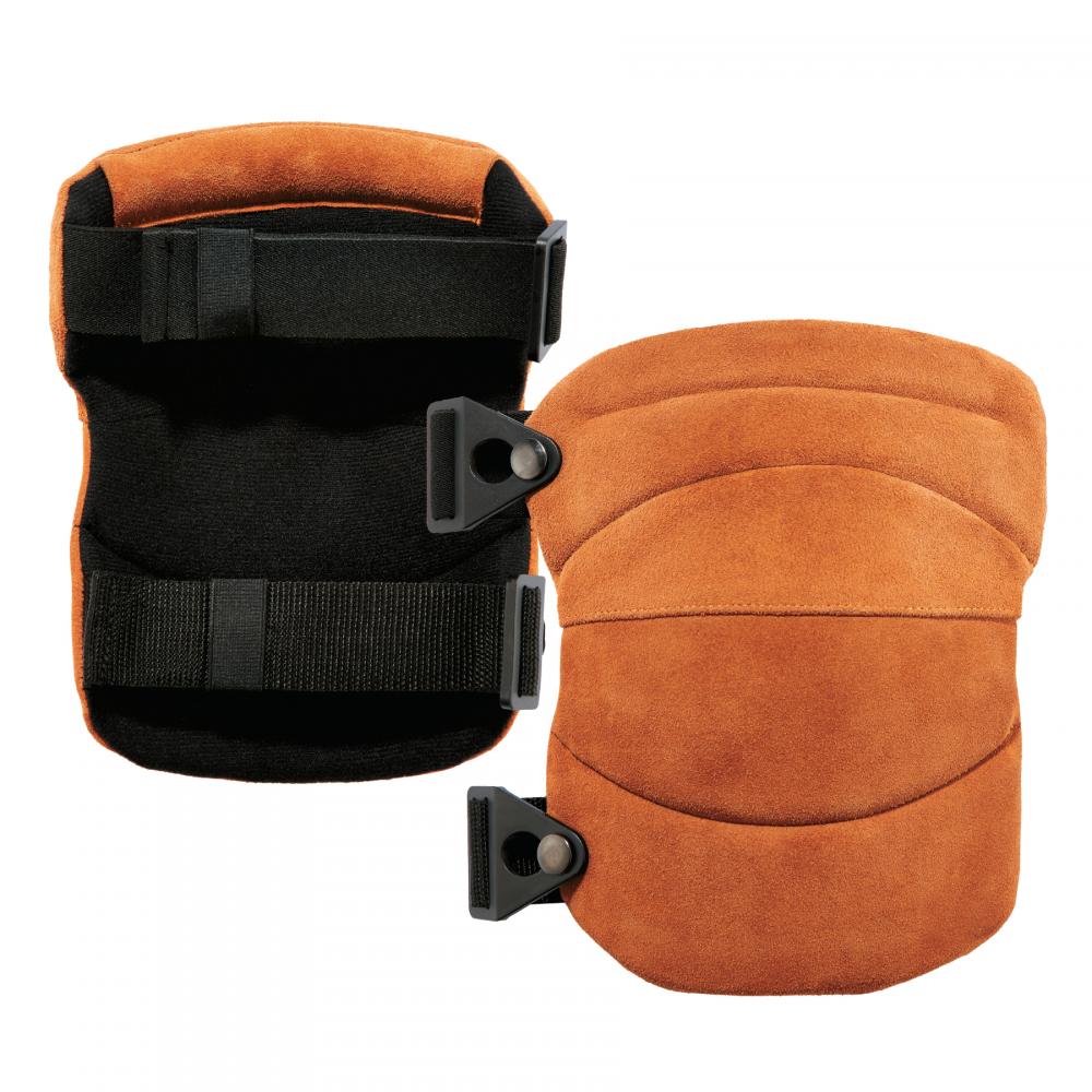 230LTR Brown Leather Knee Pads - Wide Soft Cap