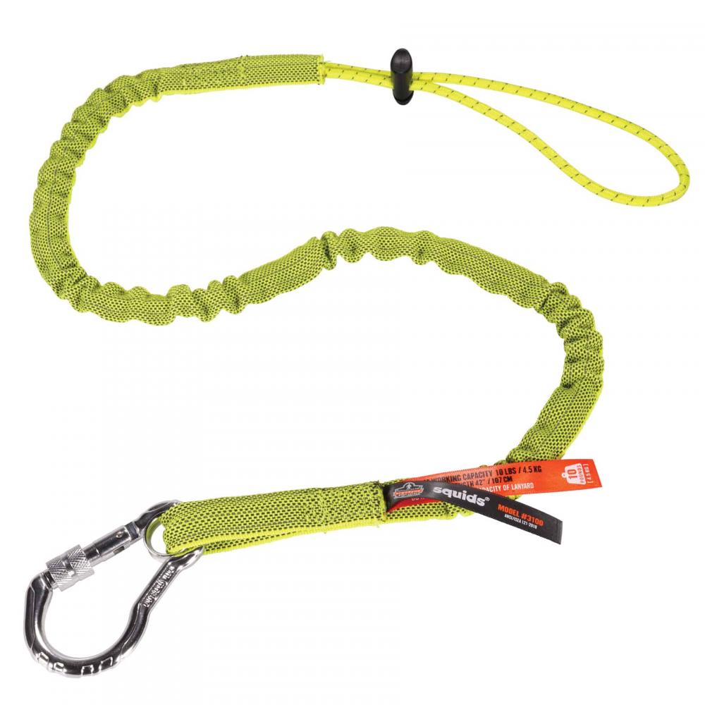 3100 Single Standard Lime Lanyard - Carabiner Loop - 10lbs