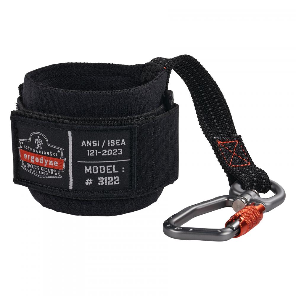 3122 Black Tool Lanyard - Wrist Pull-On Carabiner Anchor