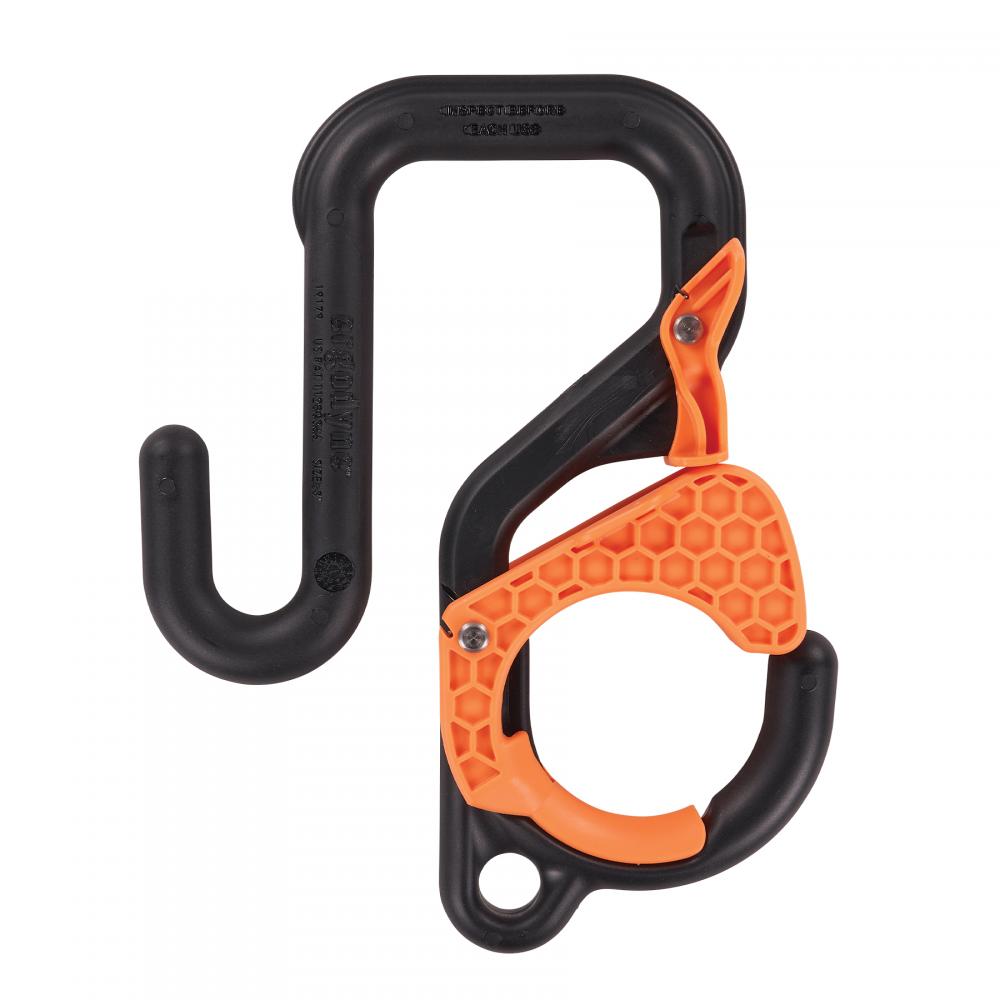 3178 Single 3in (7.6cm) Black and Orange Locking Aerial Bucket Hook with Tethering Point