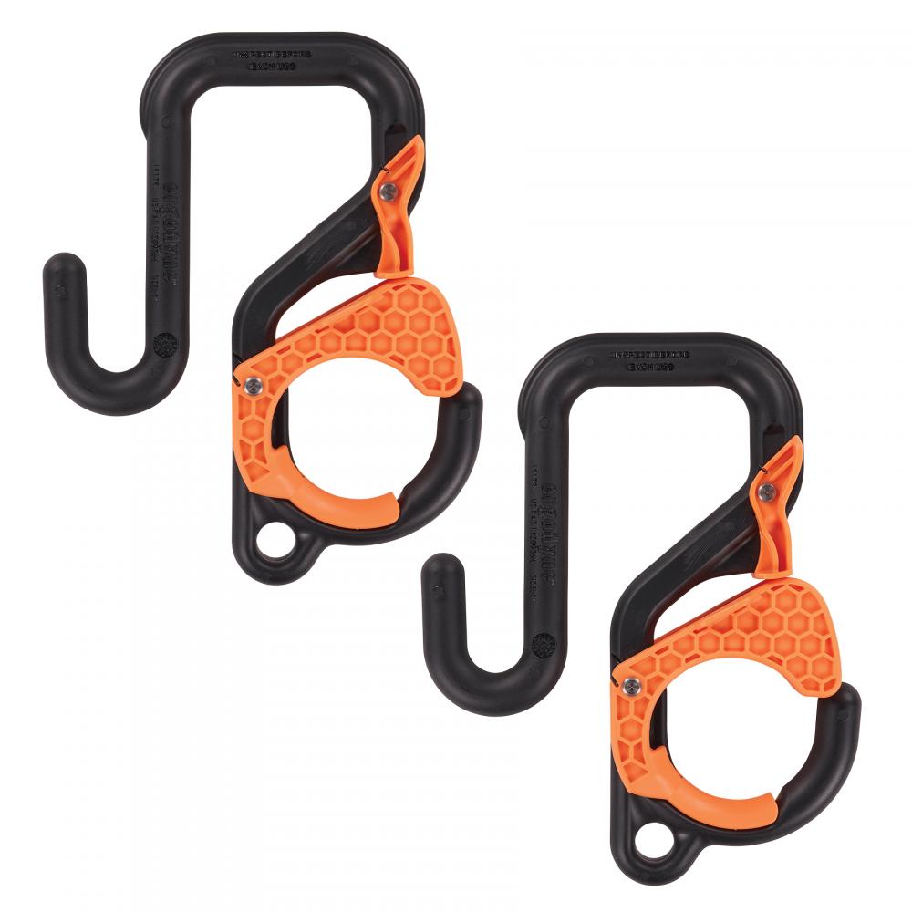 3178 2-pack 3in (7.6cm) Black and Orange Locking Aerial Bucket Hook with Tethering Point