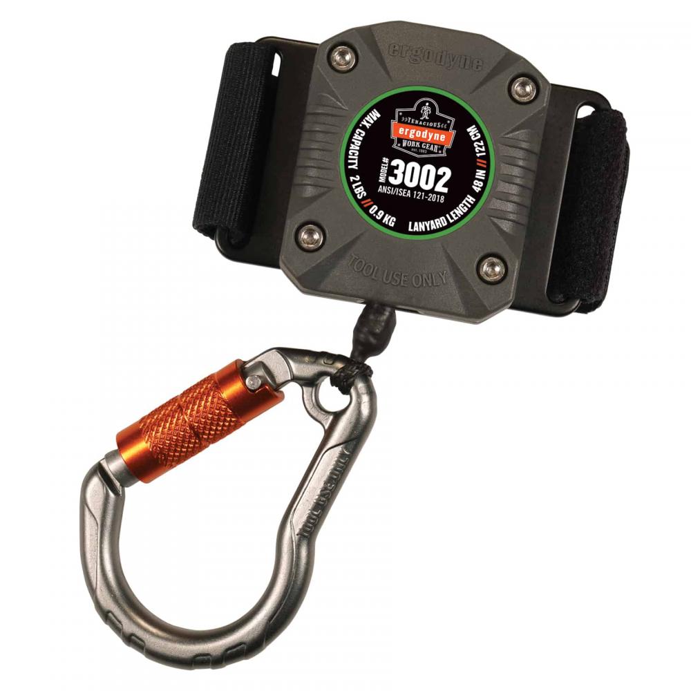 3002 Standard Gray Retractable Lanyard - Carabiner Belt Loop - 2lbs